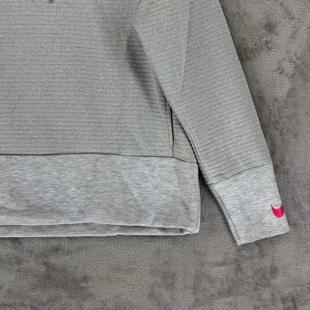 Nike Womens Dri-FIT‎ Ribbed Pullover Training Hoodie Grey 860136-063 Size L